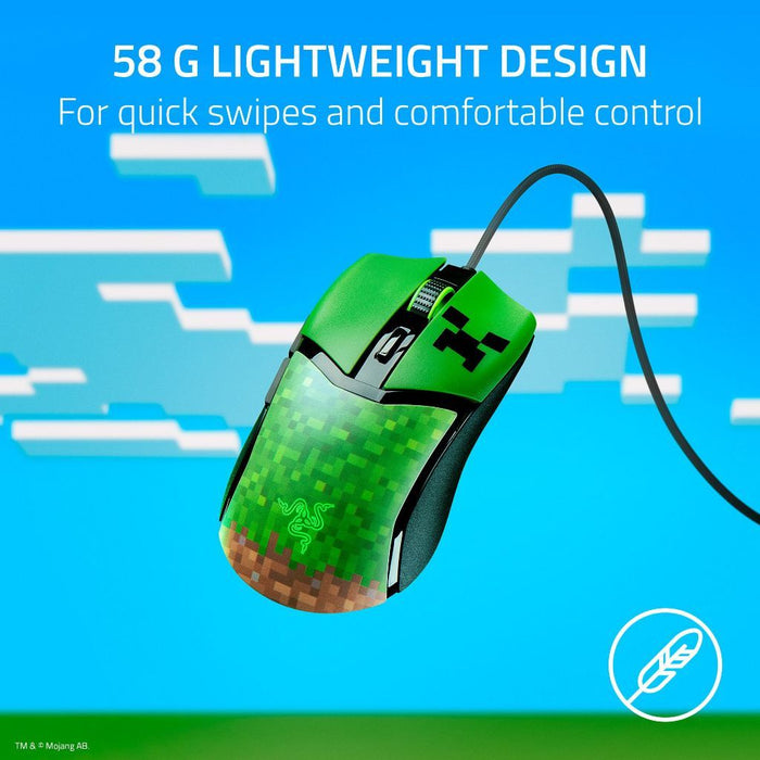 Razer Cobra Minecraft Edition | Lightweight Wired Gaming Mouse | Optical Mouse Switches Gen-3 | Speedflex Cable