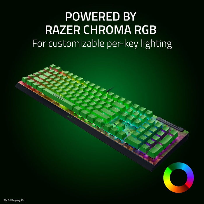 BlackWidow V4 X Minecraft Edition | Green | Mechanical Full Size Chroma RGB Gaming Keyboard | 6 Dedicated Macro Keys