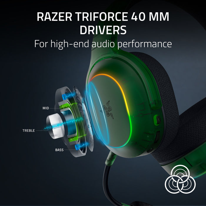 Razer Barracuda X Chroma Wireless Gaming Headset | Phantom Green Edition | Ergonomic Design | 6-Zone Earcup Lighting