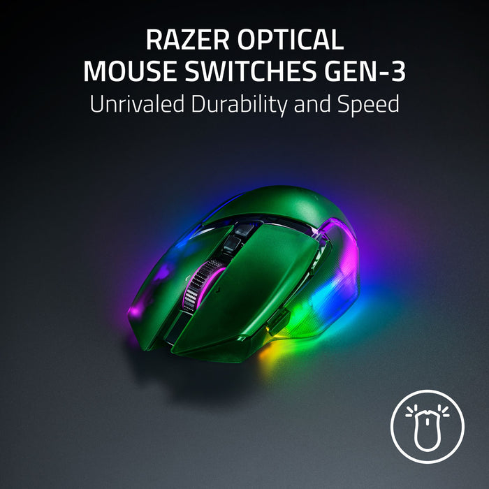 Razer Basilisk V3 Pro 35K Wireless Gaming Mouse - Phantom Green Edition | HyperScroll Tilt Wheel | Focus Pro 35K Optical