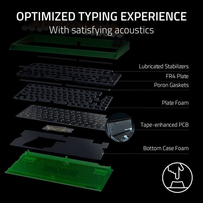 Razer BlackWidow V4 75% Mechanical Gaming Keyboard - Phantom Green Edition | Tactile | Chroma RGB | Magnetic Wrist Rest