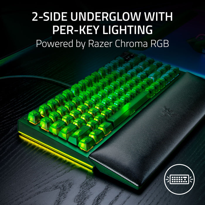 Razer BlackWidow V4 75% Mechanical Gaming Keyboard - Phantom Green Edition | Tactile | Chroma RGB | Magnetic Wrist Rest