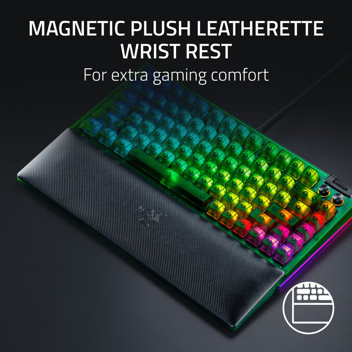 Razer BlackWidow V4 75% Mechanical Gaming Keyboard - Phantom Green Edition | Tactile | Chroma RGB | Magnetic Wrist Rest