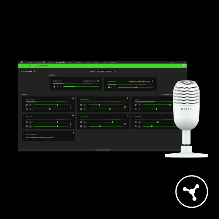 Razer Seiren V3 Mini Streaming Microphone | Tap-to-mute Sensor | Adjustable Shock Mount | Plug and Play | Supercardioid