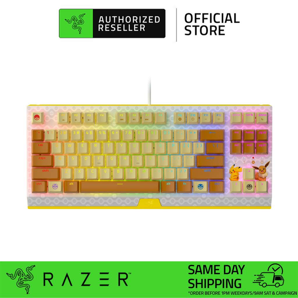 Razer キーボード ポケモンエディション ピカチュウ＆イーブイ Razer、ピカチュウとイーブイが描かれたポケモンコラボ