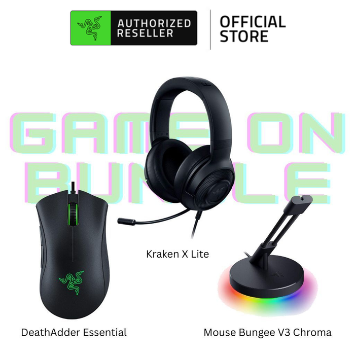 Game On Bundle | DeathAdder Essential (Black) + Kraken X Lite + Mouse Bungee V3 Chroma