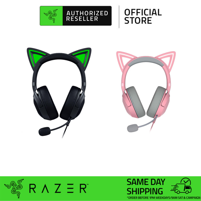 Razer Kraken Kitty V2 Wired / Wireless BT RGB Gaming Headset with Kitty Ears | Noise Cancelling | TriForce 40mm Drivers