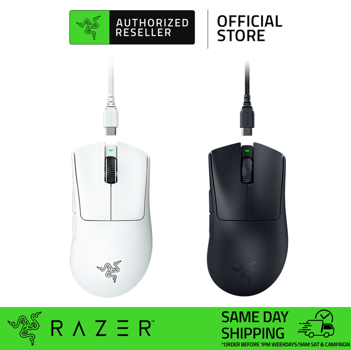 Razer DeathAdder V3 Pro (White) - Ultra-lightweight Wireless Ergonomic Esports Mouse