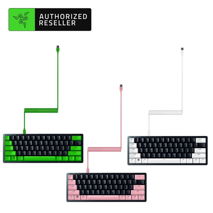 Razer PBT Keycap + Coiled Cable Upgrade Set - Colored Doubleshot PBT Keycaps with Matching Cable