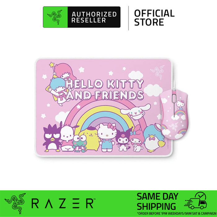 Razer DeathAdder Essential Gaming Mouse + Goliathus Mouse Mat Bundle - Hello Kitty and Friends Edition